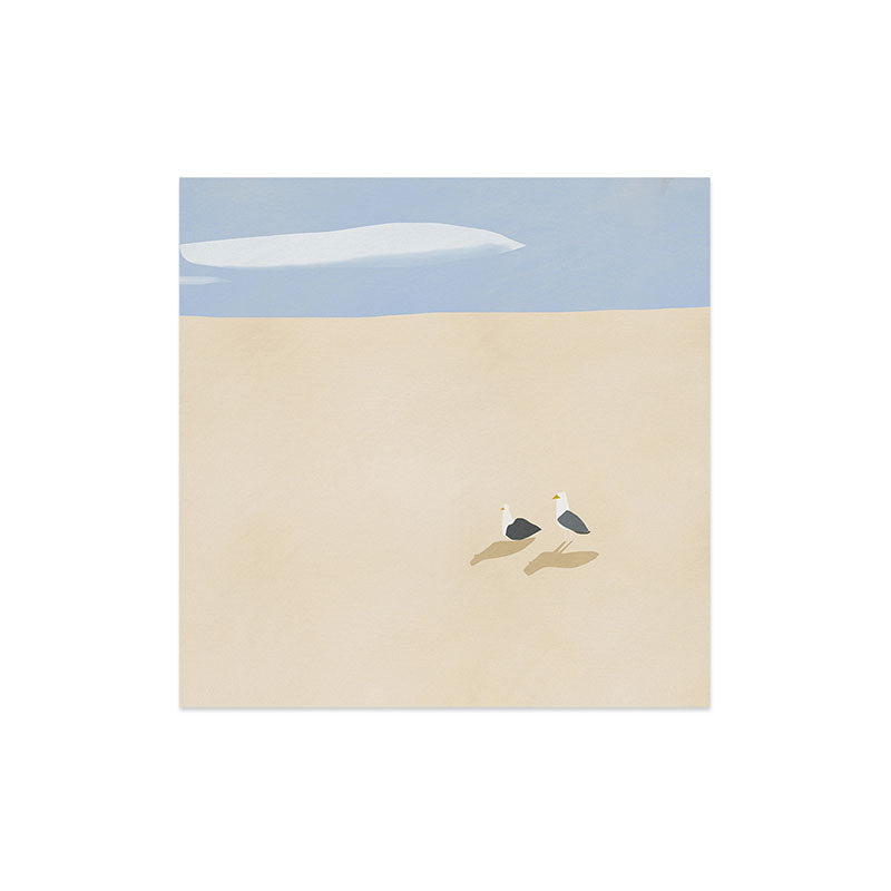 Little Dean Minimal sand beach with seagull Art Print