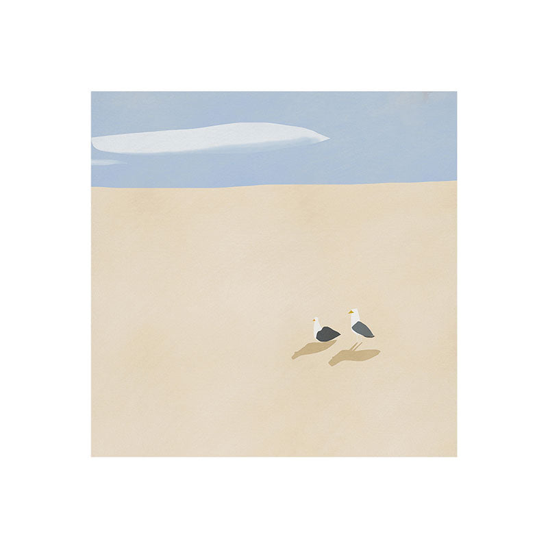 Little Dean Minimal sand beach with seagull Art Print