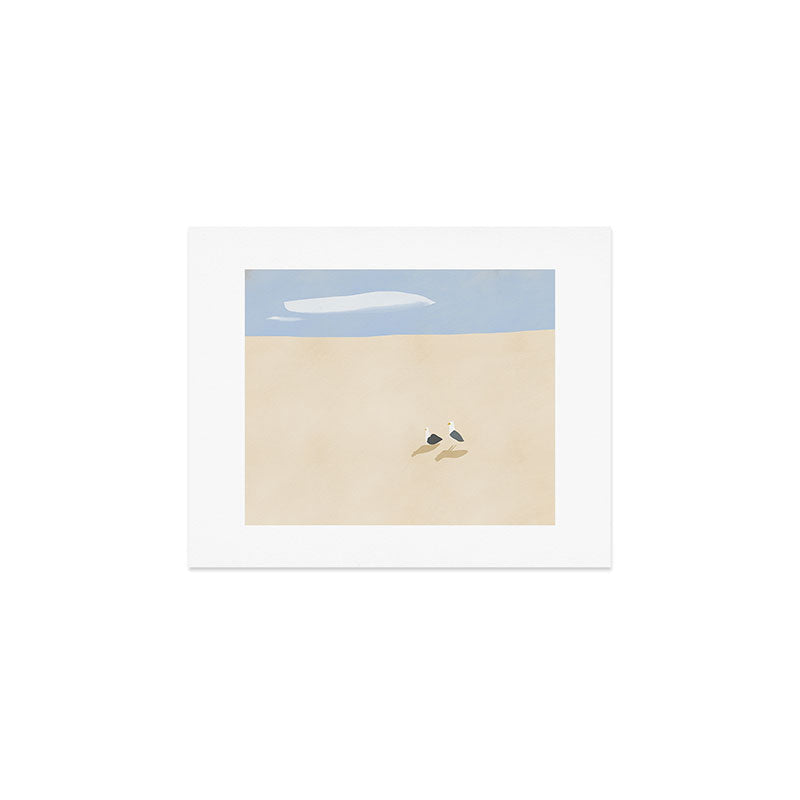 Little Dean Minimal sand beach with seagull Art Print