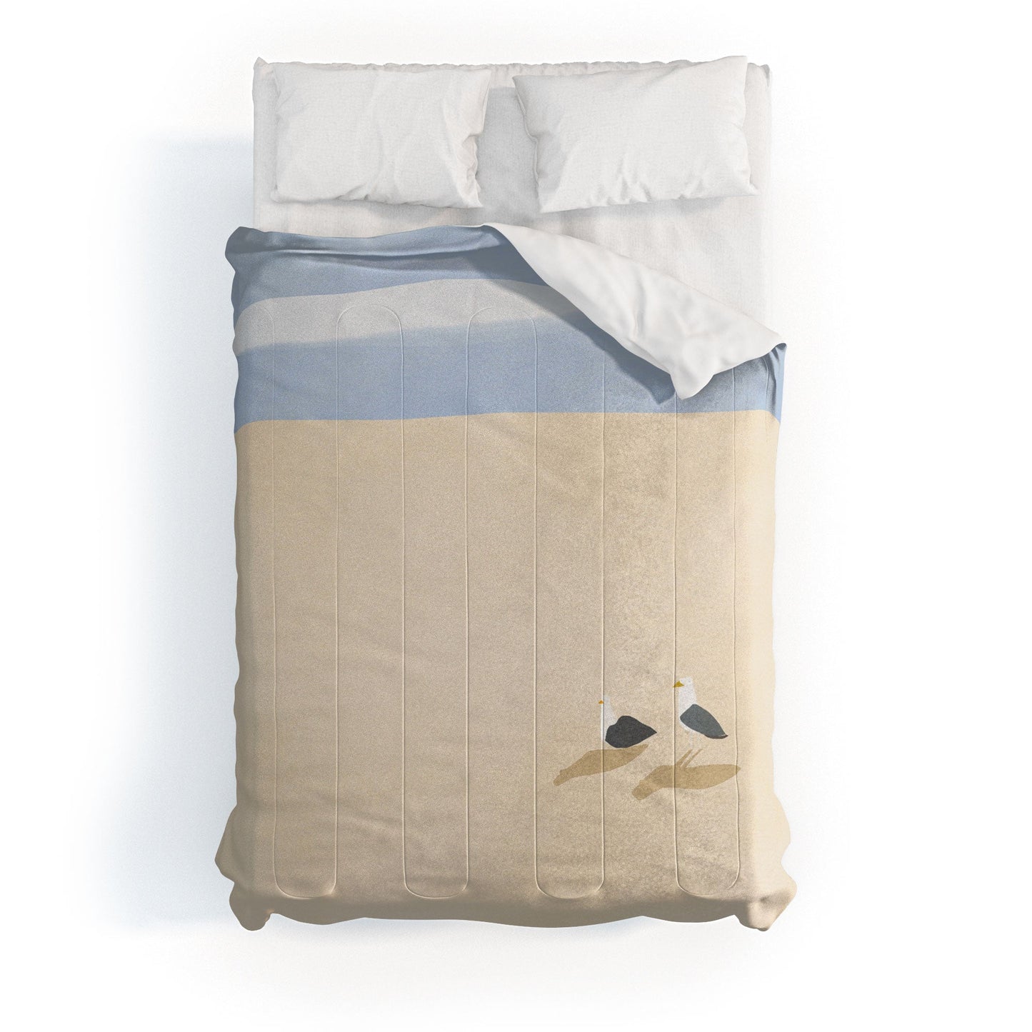Little Dean Minimal sand beach with seagull Comforter