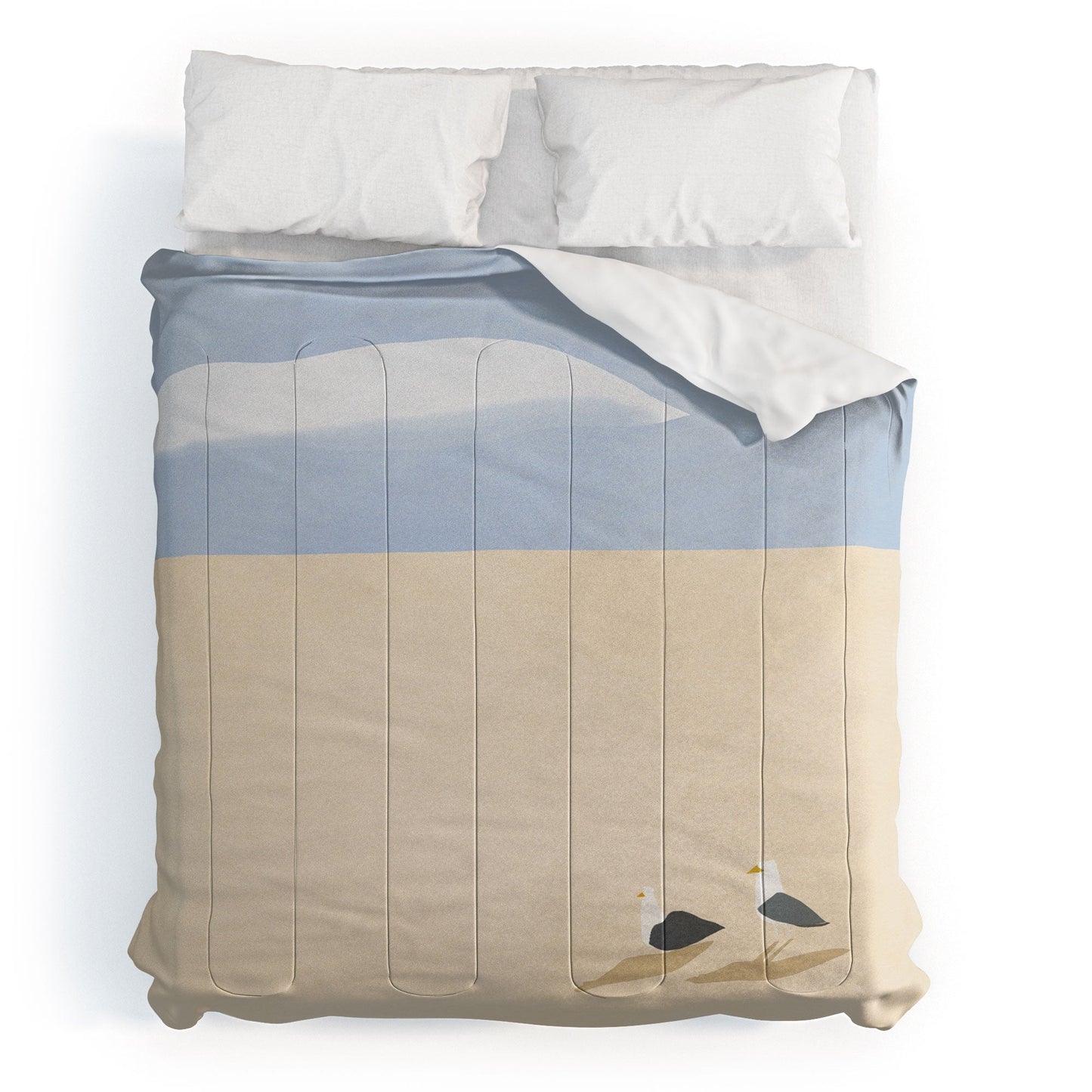 Little Dean Minimal sand beach with seagull Comforter