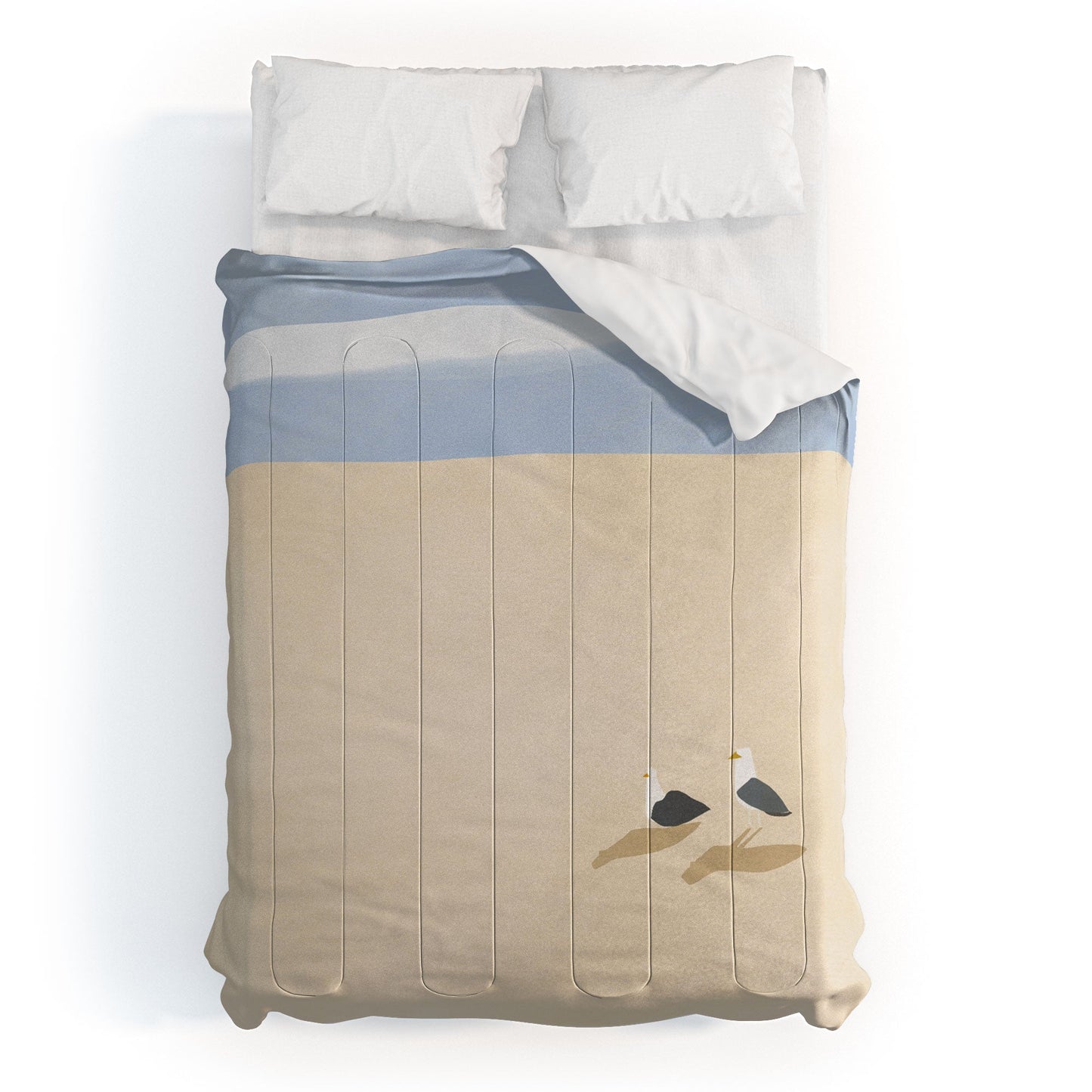 Little Dean Minimal sand beach with seagull Comforter
