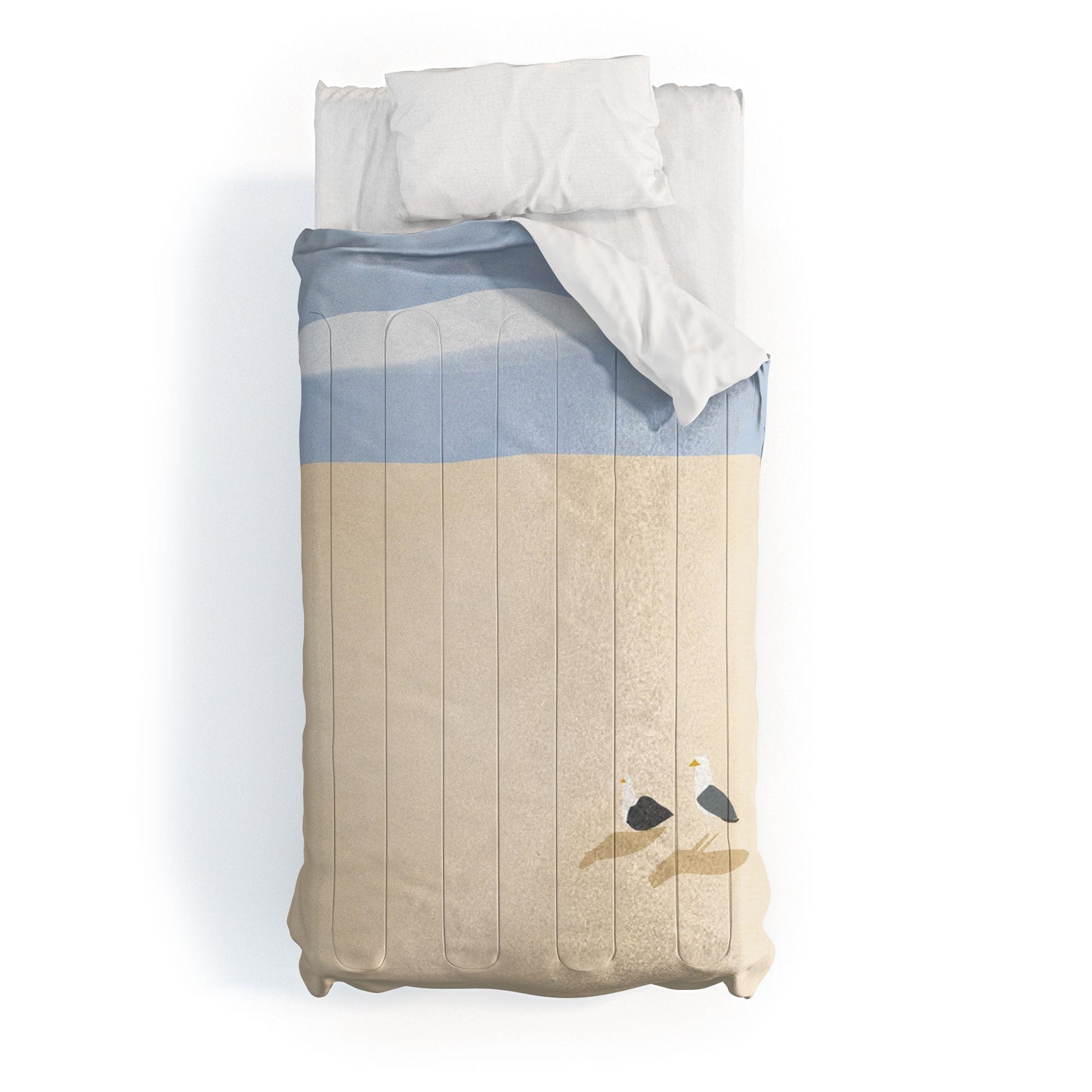 Little Dean Minimal sand beach with seagull Comforter