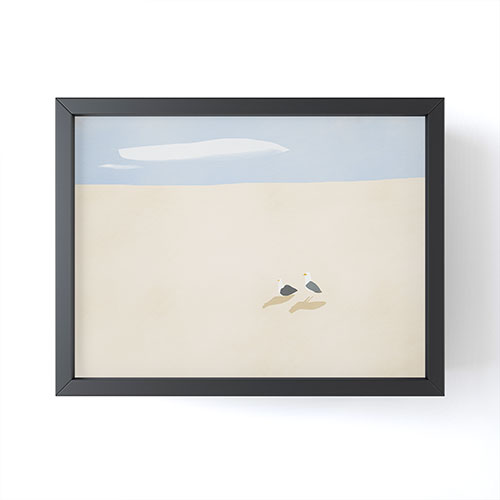Little Dean Minimal sand beach with seagull Framed Mini Art Print