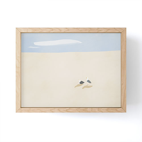 Little Dean Minimal sand beach with seagull Framed Mini Art Print