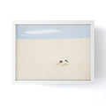 Little Dean Minimal sand beach with seagull Framed Mini Art Print