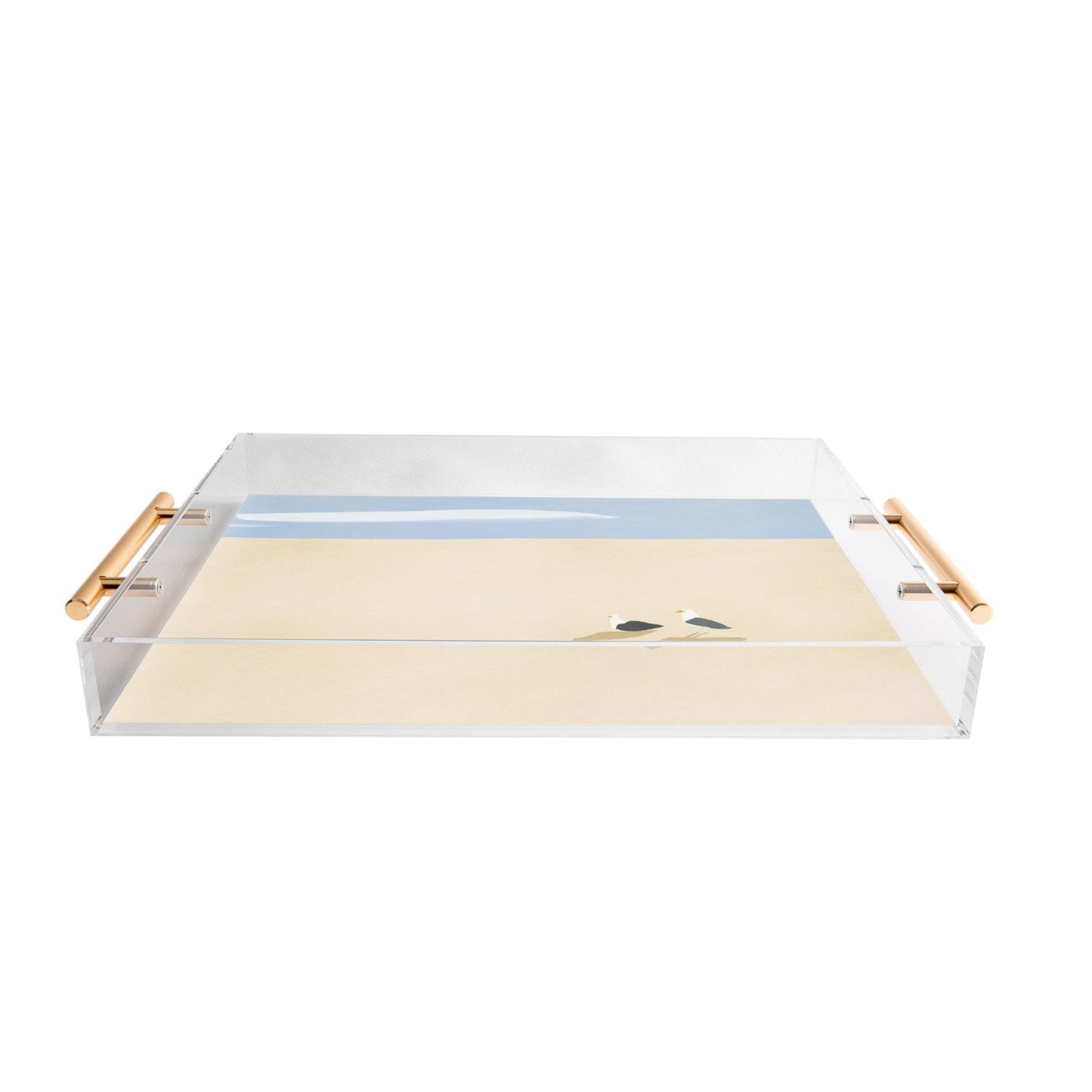 Little Dean Minimal sand beach with seagull Acrylic Tray