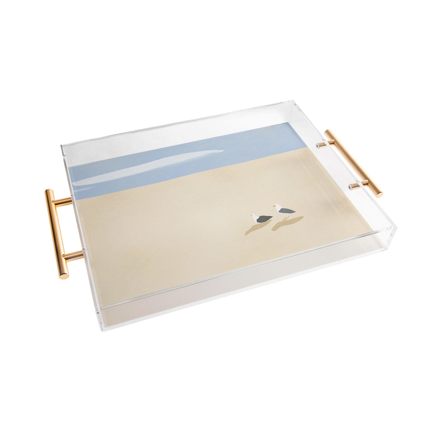 Little Dean Minimal sand beach with seagull Acrylic Tray