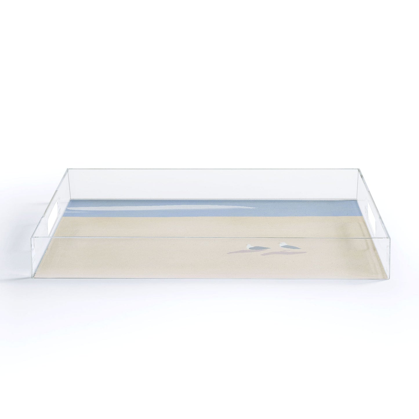 Little Dean Minimal sand beach with seagull Acrylic Tray