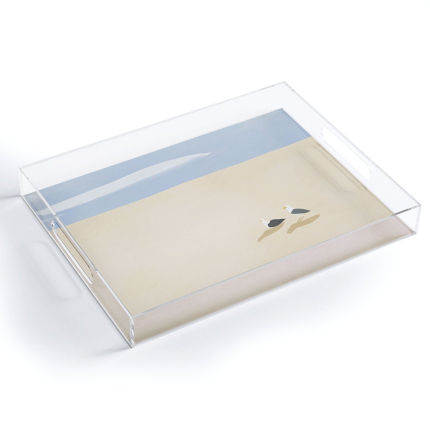 Little Dean Minimal sand beach with seagull Acrylic Tray