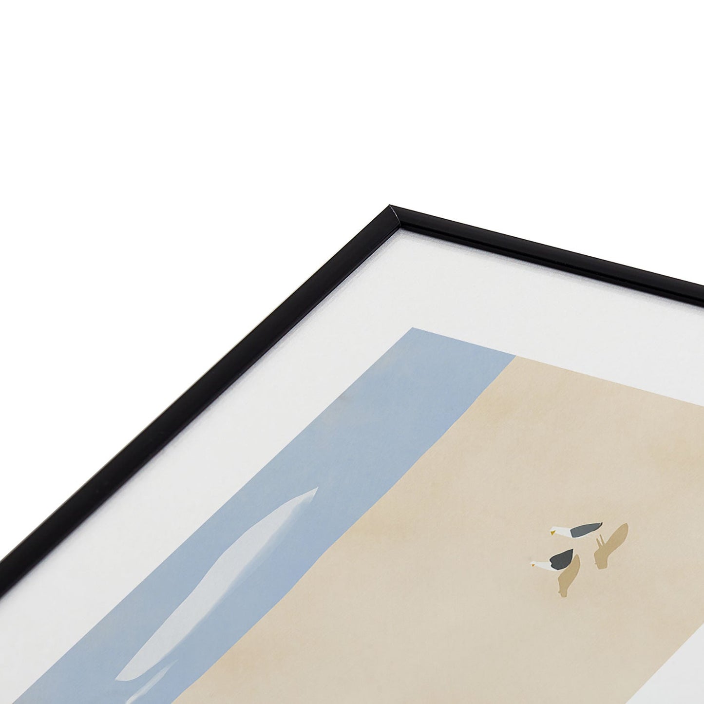 Little Dean Minimal sand beach with seagull Metal Framed Art Print