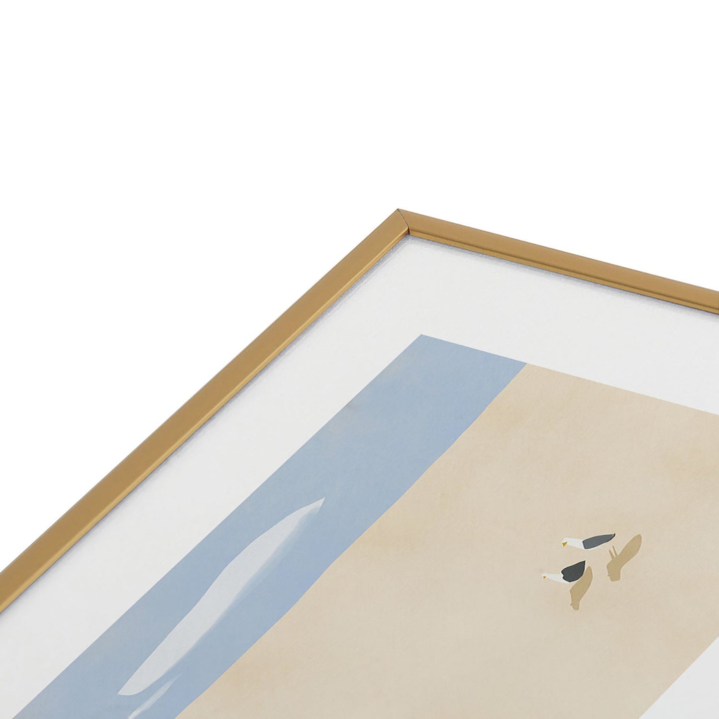 Little Dean Minimal sand beach with seagull Metal Framed Art Print