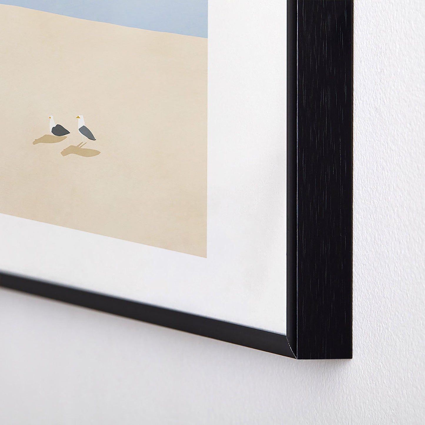 Little Dean Minimal sand beach with seagull Metal Framed Art Print