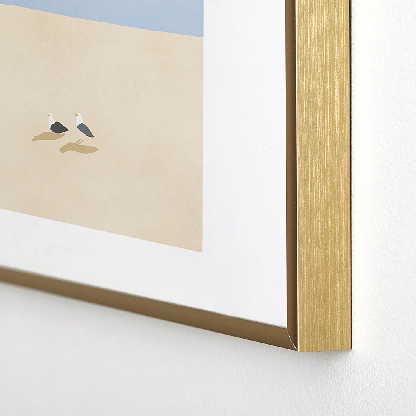 Little Dean Minimal sand beach with seagull Metal Framed Art Print