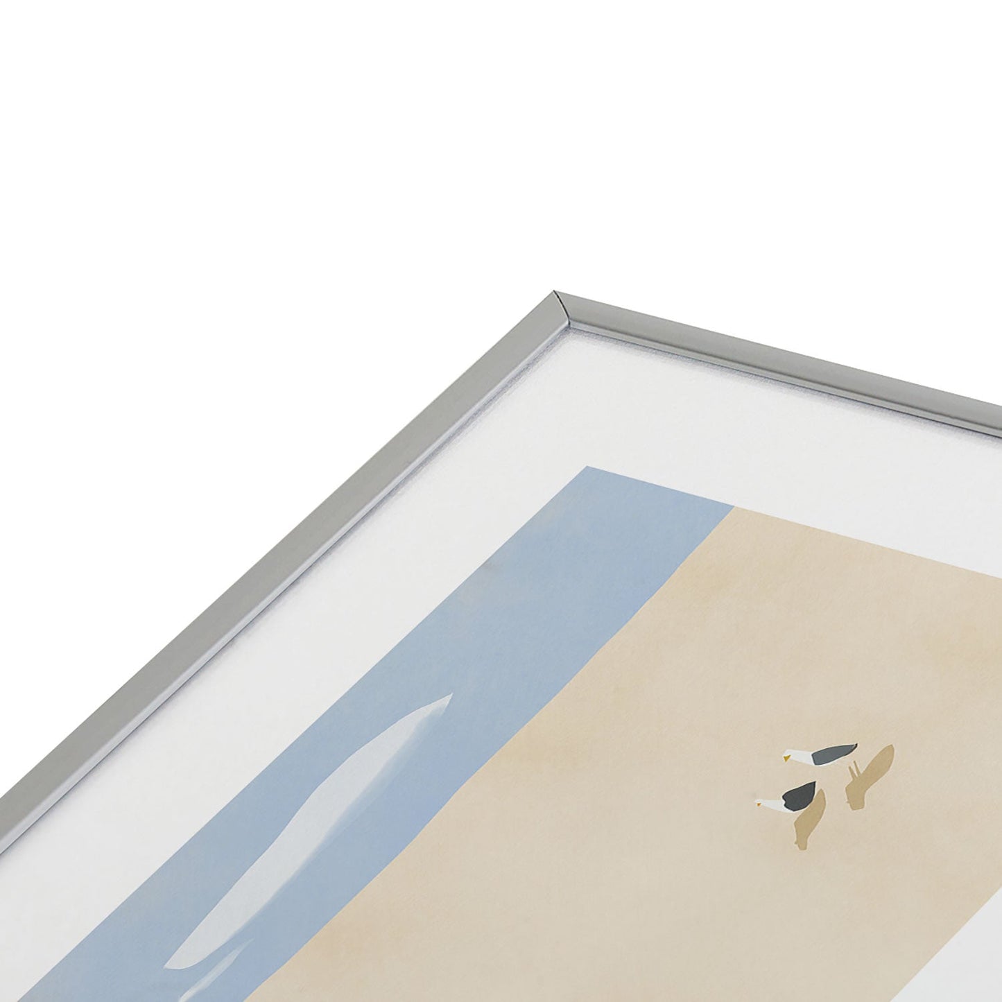 Little Dean Minimal sand beach with seagull Metal Framed Art Print