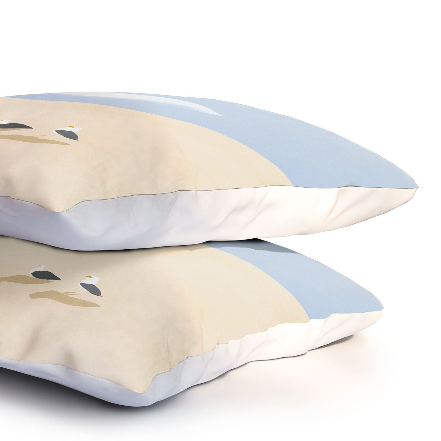 Little Dean Minimal sand beach with seagull Pillow Shams