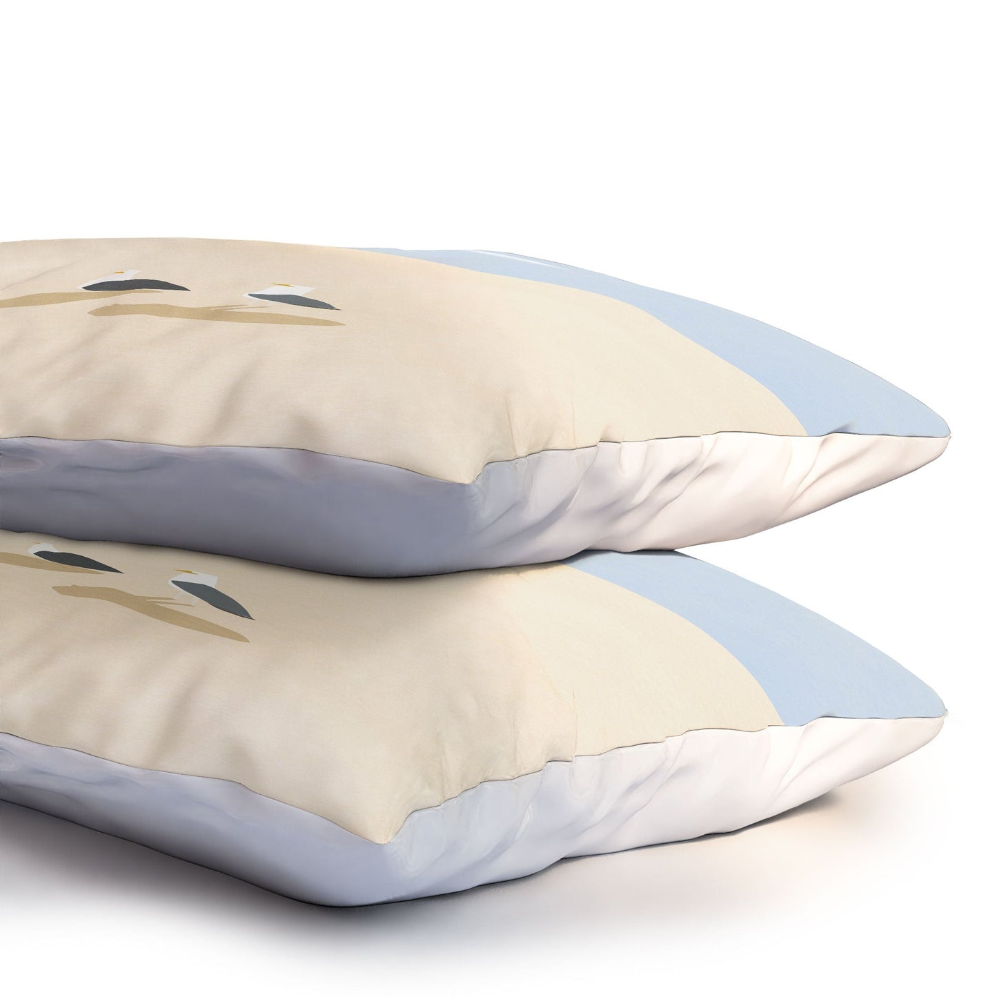 Little Dean Minimal sand beach with seagull Pillow Shams
