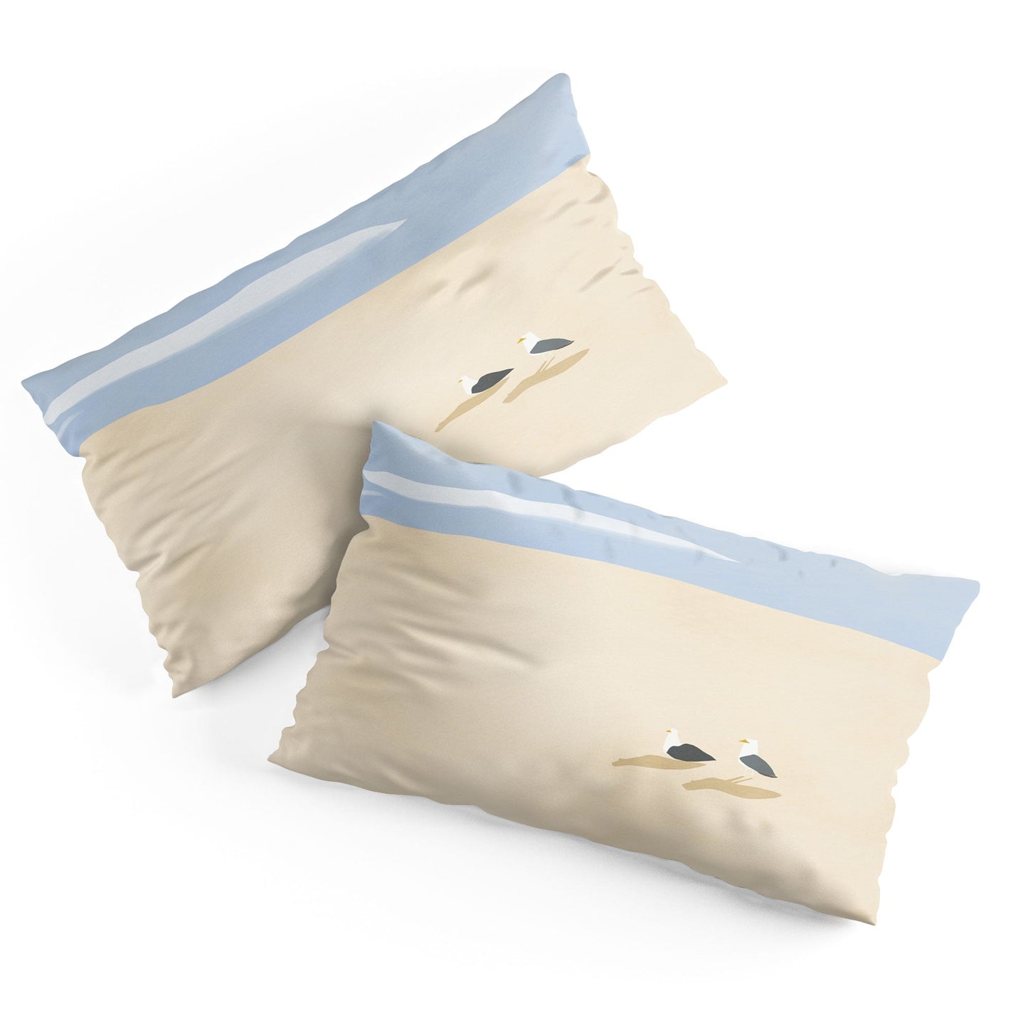 Little Dean Minimal sand beach with seagull Pillow Shams