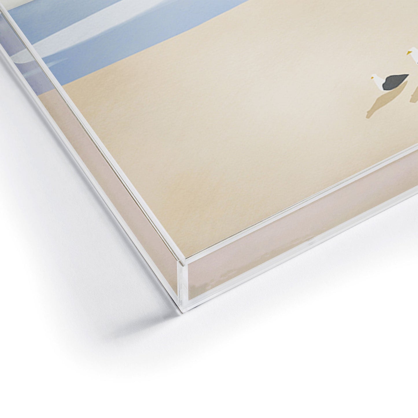 Little Dean Minimal sand beach with seagull Acrylic Tray