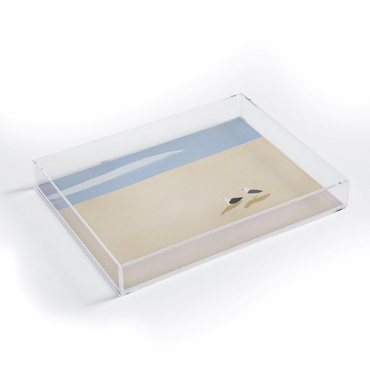 Little Dean Minimal sand beach with seagull Acrylic Tray