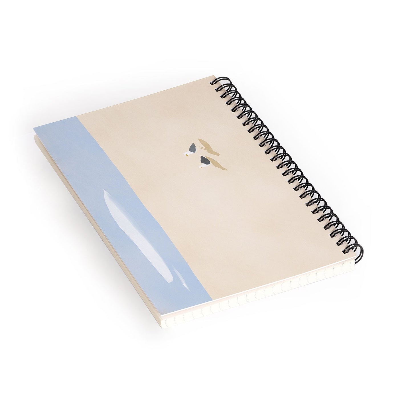 Little Dean Minimal sand beach with seagull Spiral Notebook