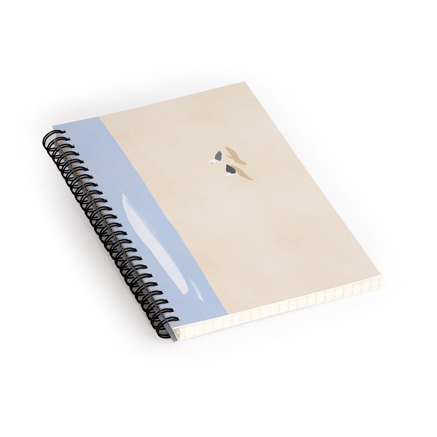 Little Dean Minimal sand beach with seagull Spiral Notebook