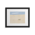 Little Dean Minimal sand beach with seagull Framed Art Print