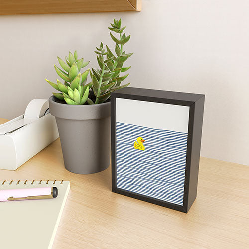 Little Dean Yellow rubber ducky Framed Mini Art Print