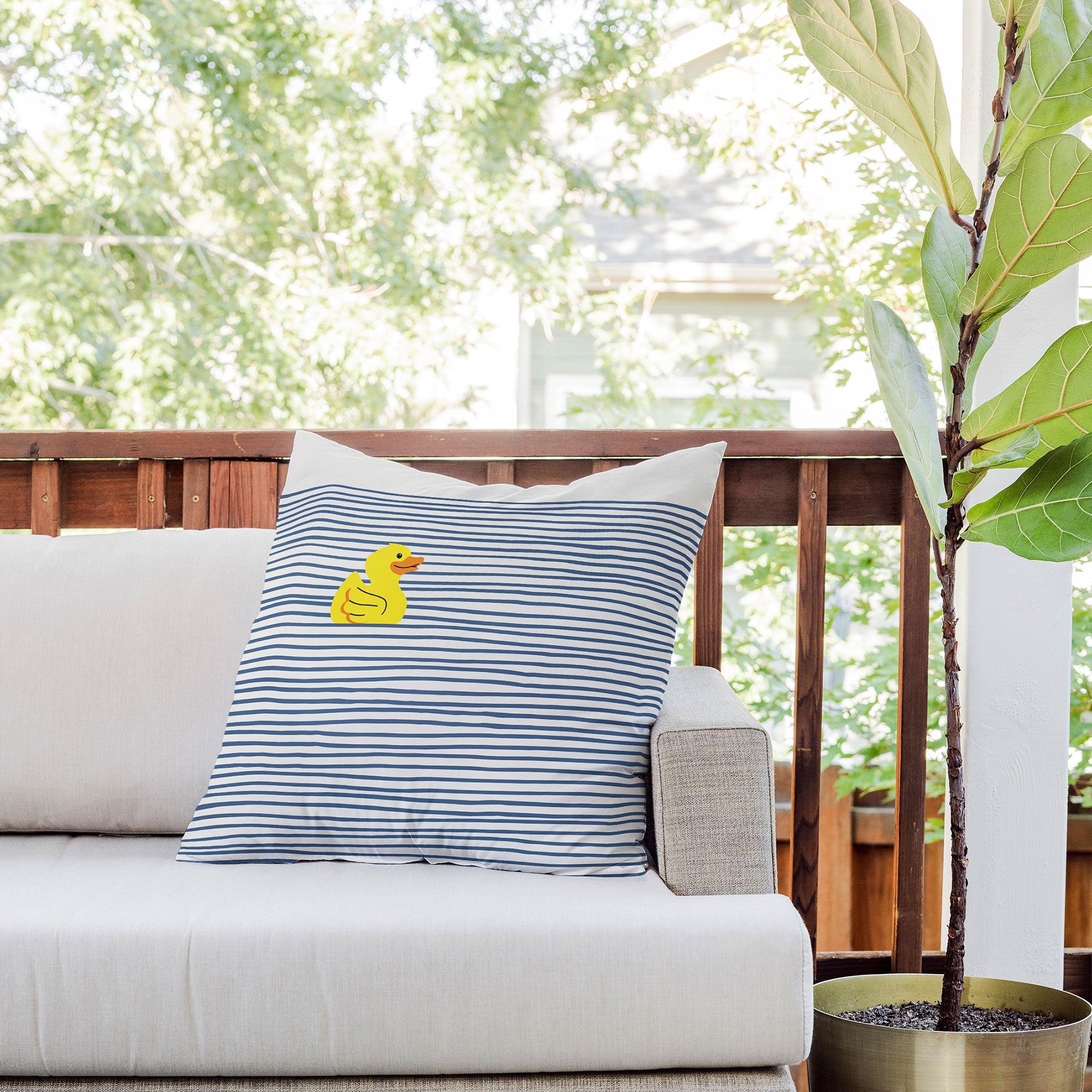 Little Dean Yellow rubber ducky Outdoor Throw Pillow