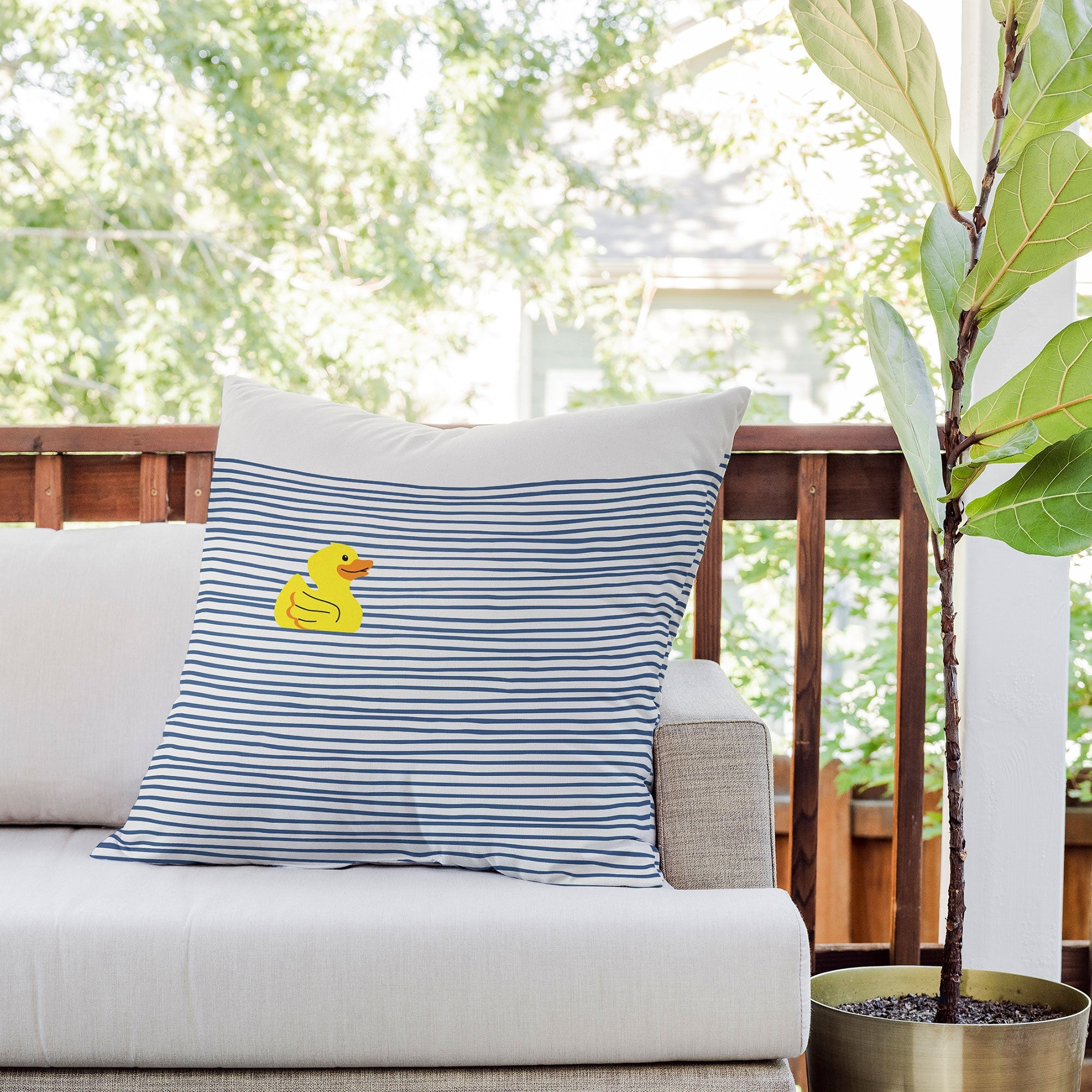 Little Dean Yellow rubber ducky Outdoor Throw Pillow