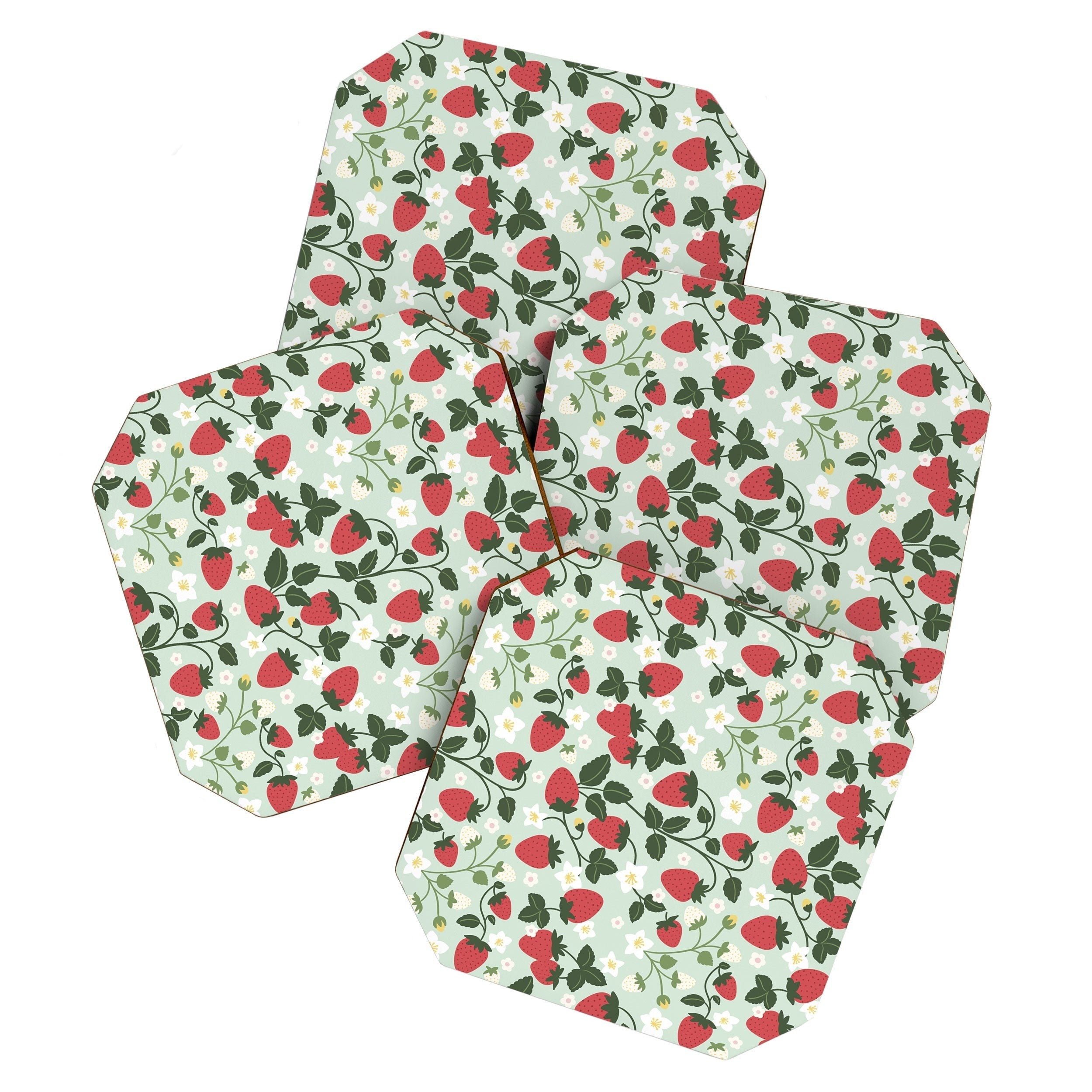 Design by Spark Strawberry Florals Fields Coaster Set