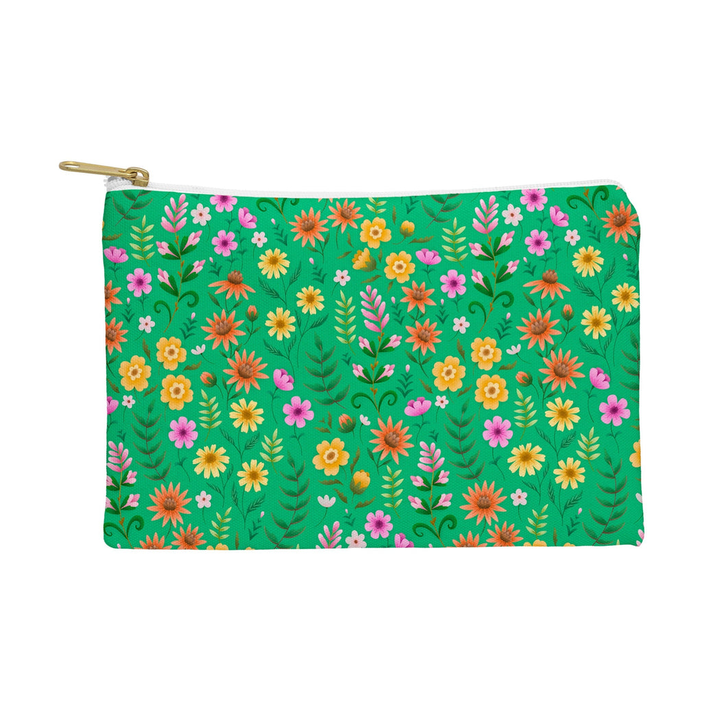 Pimlada Phuapradit Ditsy Spring Floral Green Pouch