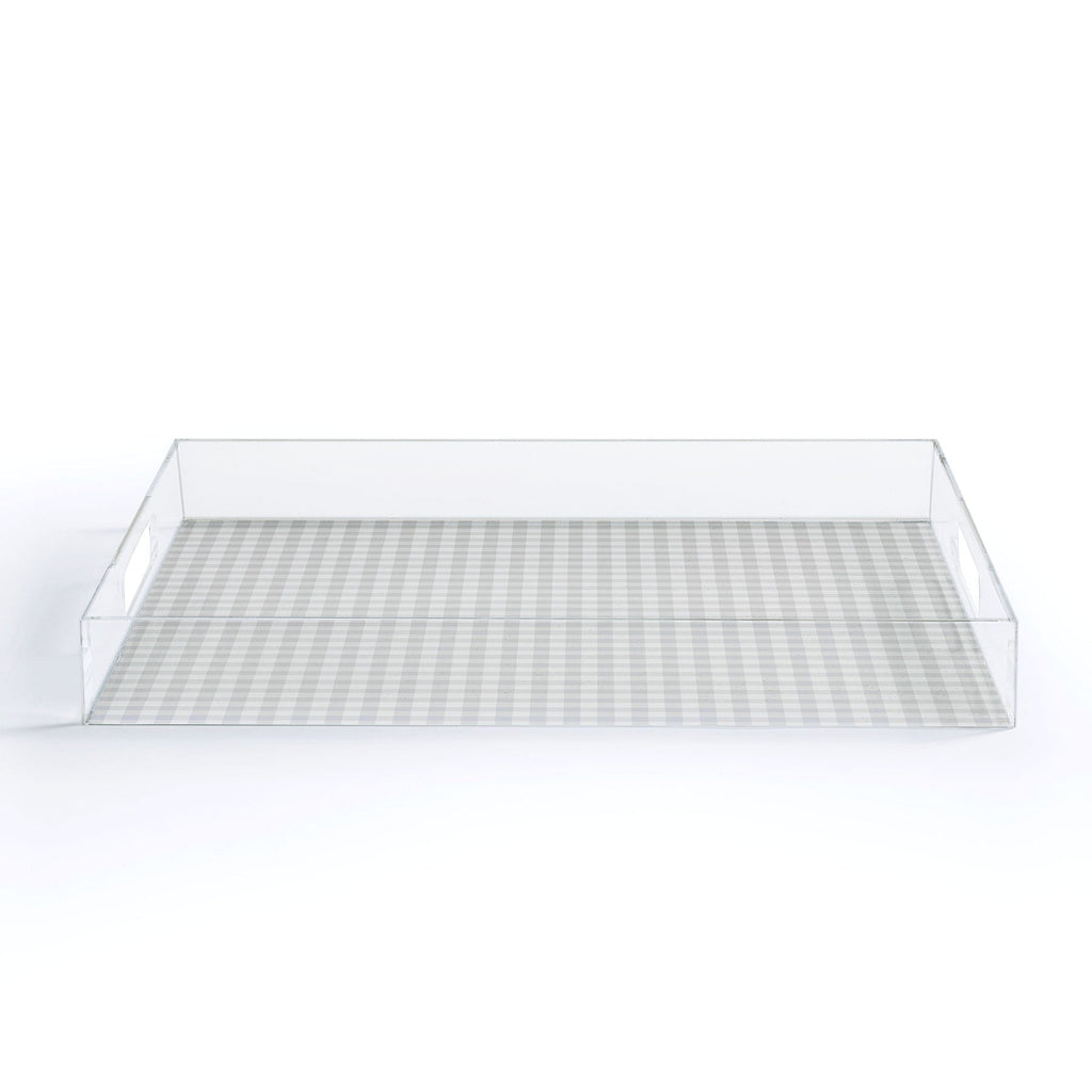 Colour Poems Gingham Plaid Pattern Cloud White Acrylic Tray