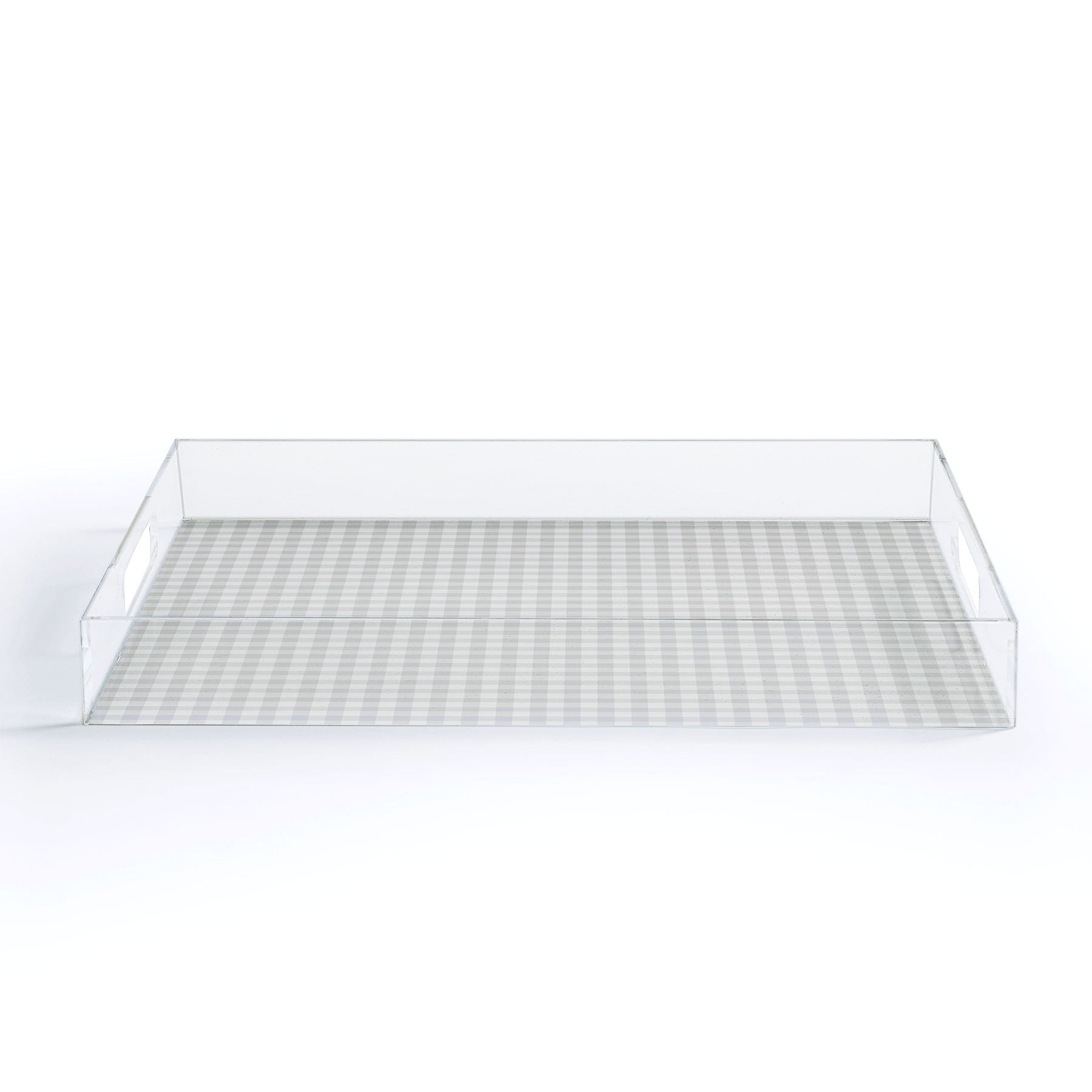 Colour Poems Gingham Plaid Pattern Cloud White Acrylic Tray