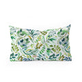 Ninola Design Botanic Retreat Loose Botanical Leaves Watercolor Green Oblong Throw Pillow