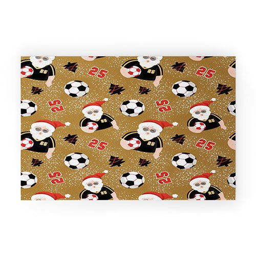 Design by Spark Sporty Soccer Santa Holiday Welcome Mat