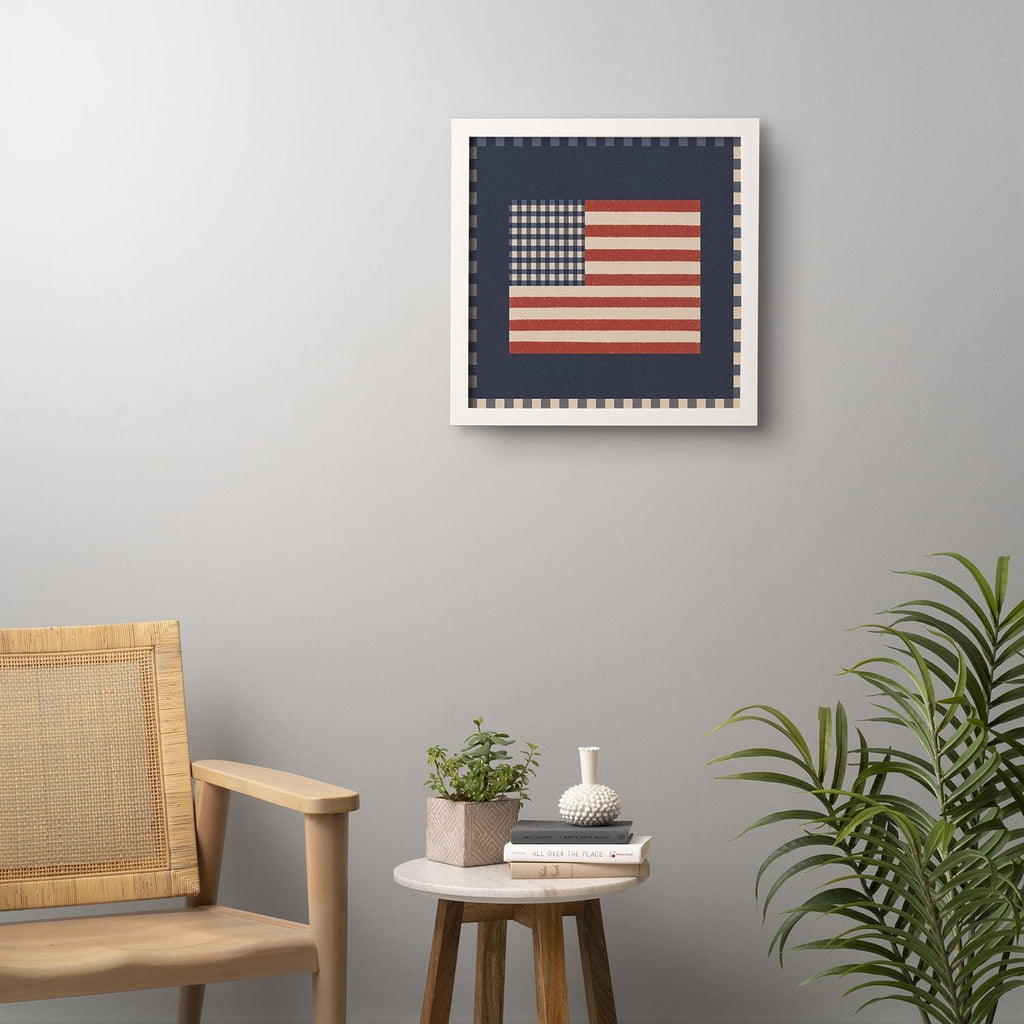 DENY Designs Gingham Flag Framed Wall Art