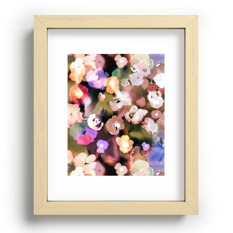 Ninola Design Botanic Retreat Ombre Abstract Watercolor Flowers Pink gold Recessed Framing Rectangle