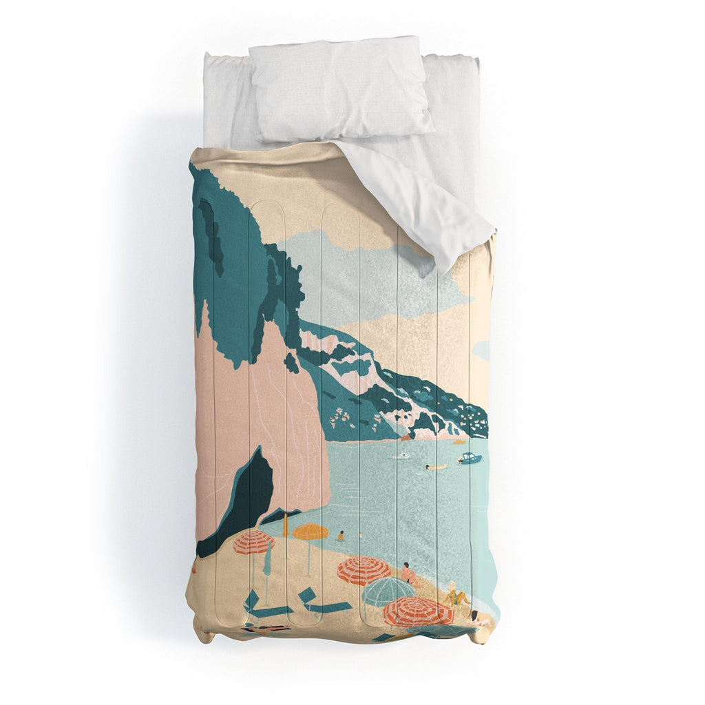 Valeria Frustaci Beach of Positano in Italy Comforter