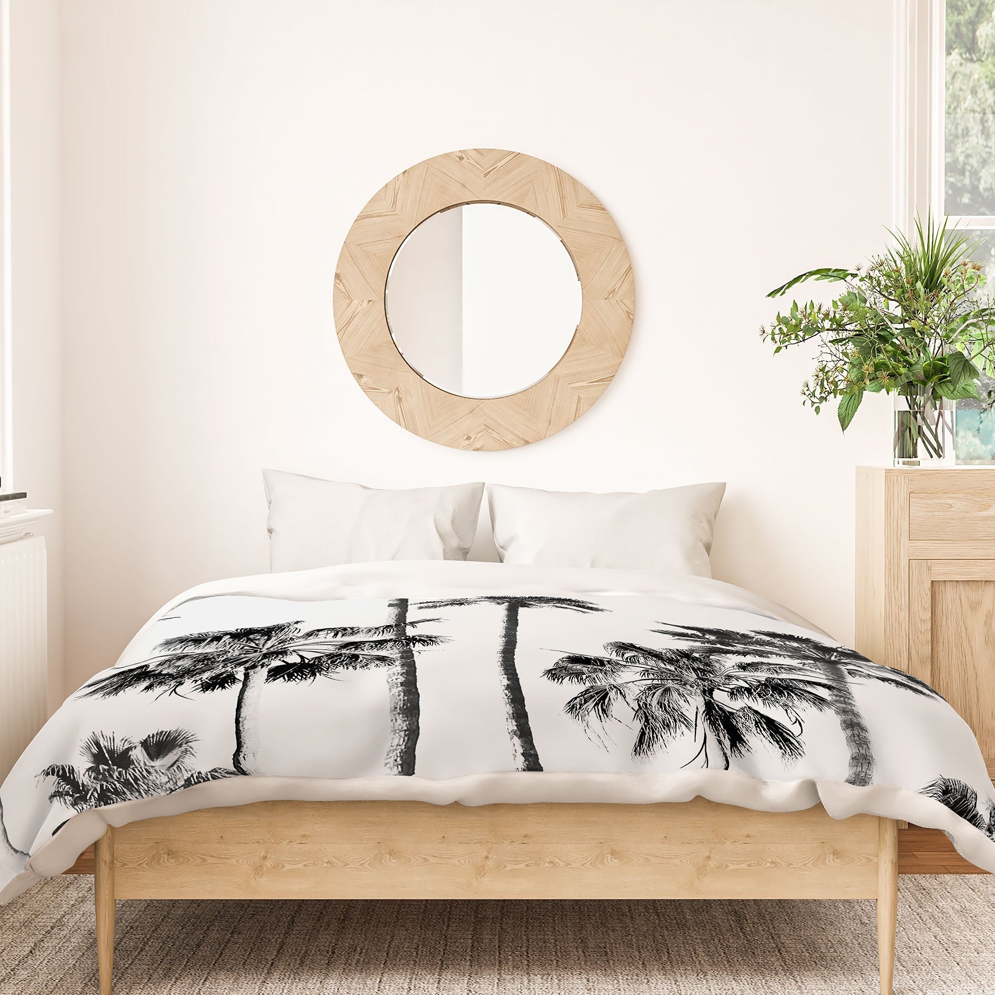 Gal Design Black And White Palms Duvet Cover
