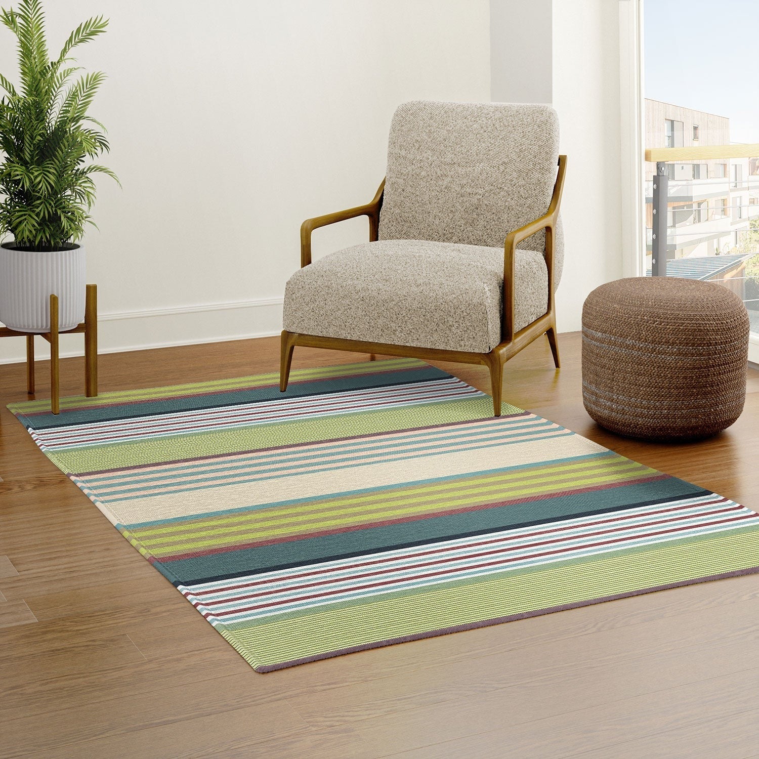 Marta Barragan Camarasa Colorful Stripe Delight Area Rug