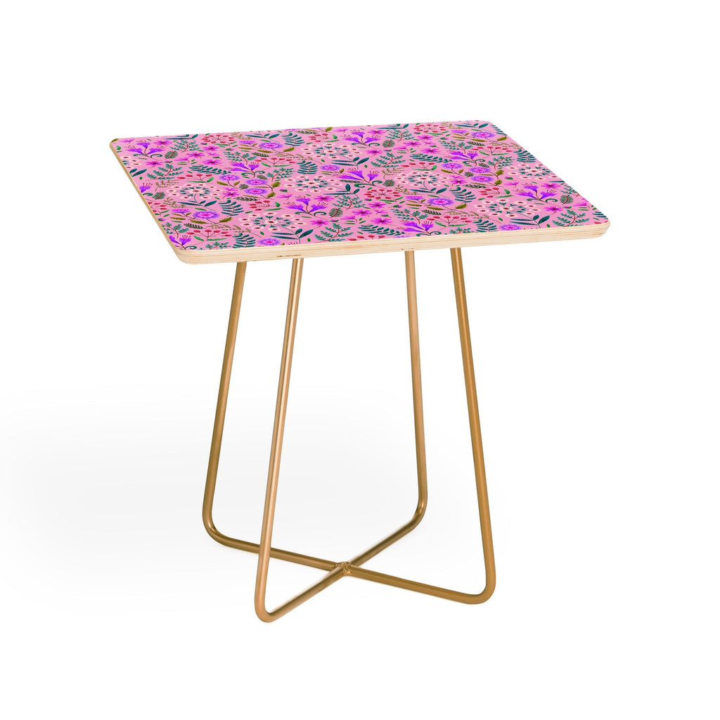 Pimlada Phuapradit Ditsy Purple Floral Half Drop Side Table