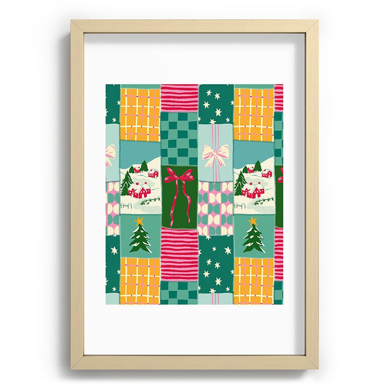 LouBruzzoni Cozy Christmas Patchwork Recessed Framing Rectangle