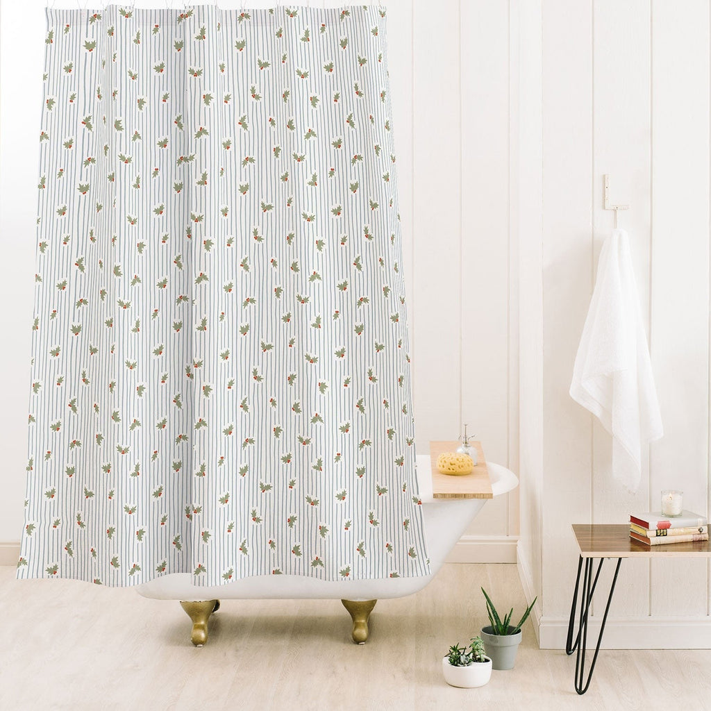 CoastL Studio Hand Drawn Holly Stripe Shower Curtain