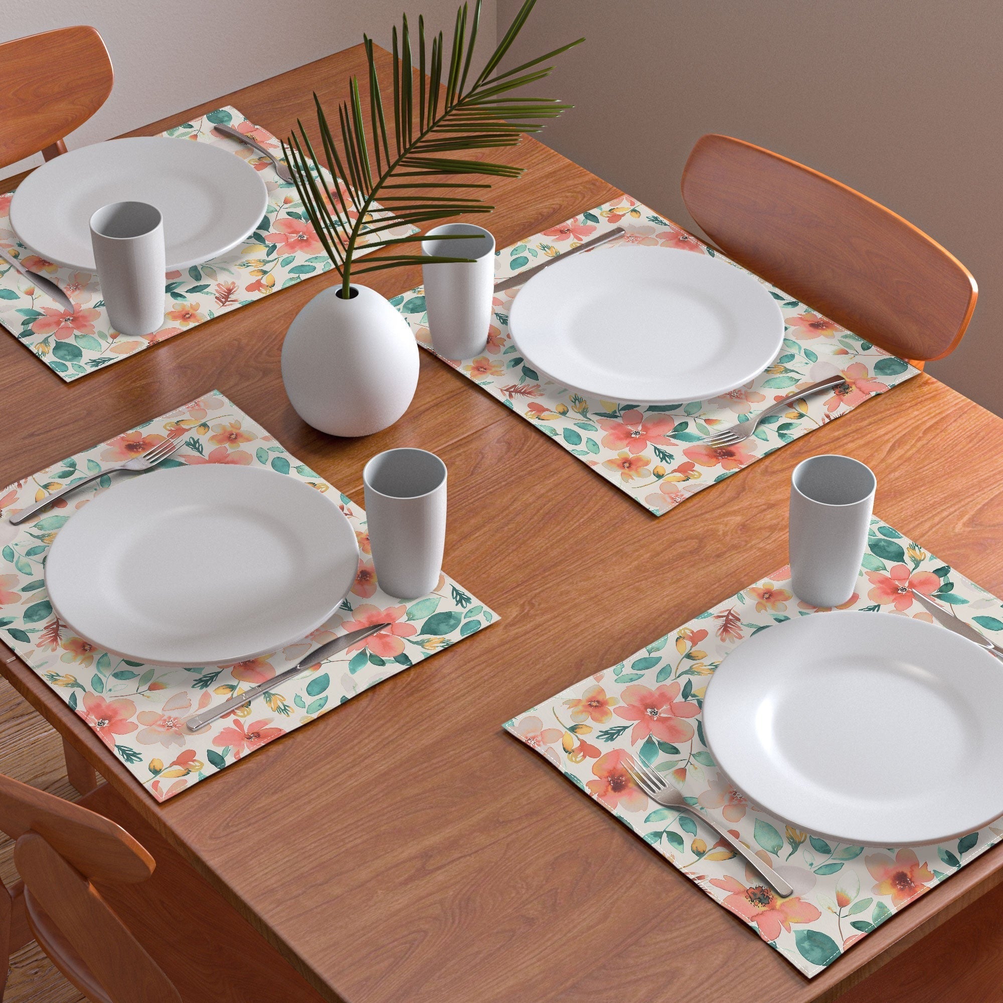 Ninola Design Botanic Retreat Tropical Whimsical Flowers Coral Green Placemat