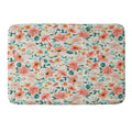 Ninola Design Botanic Retreat Tropical Whimsical Flowers Coral Green Memory Foam Bath Mat