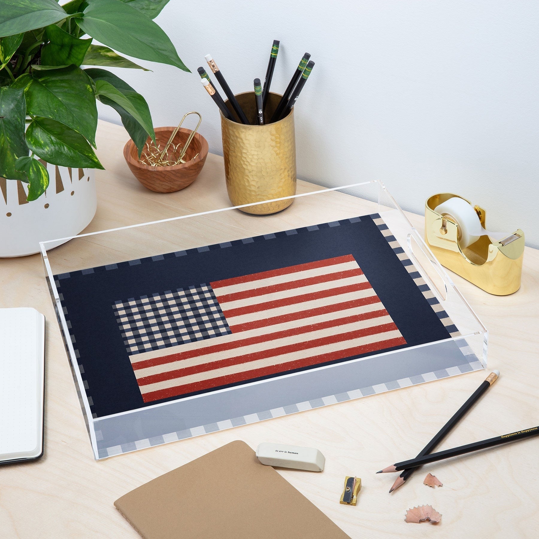 DENY Designs Gingham Flag Acrylic Tray