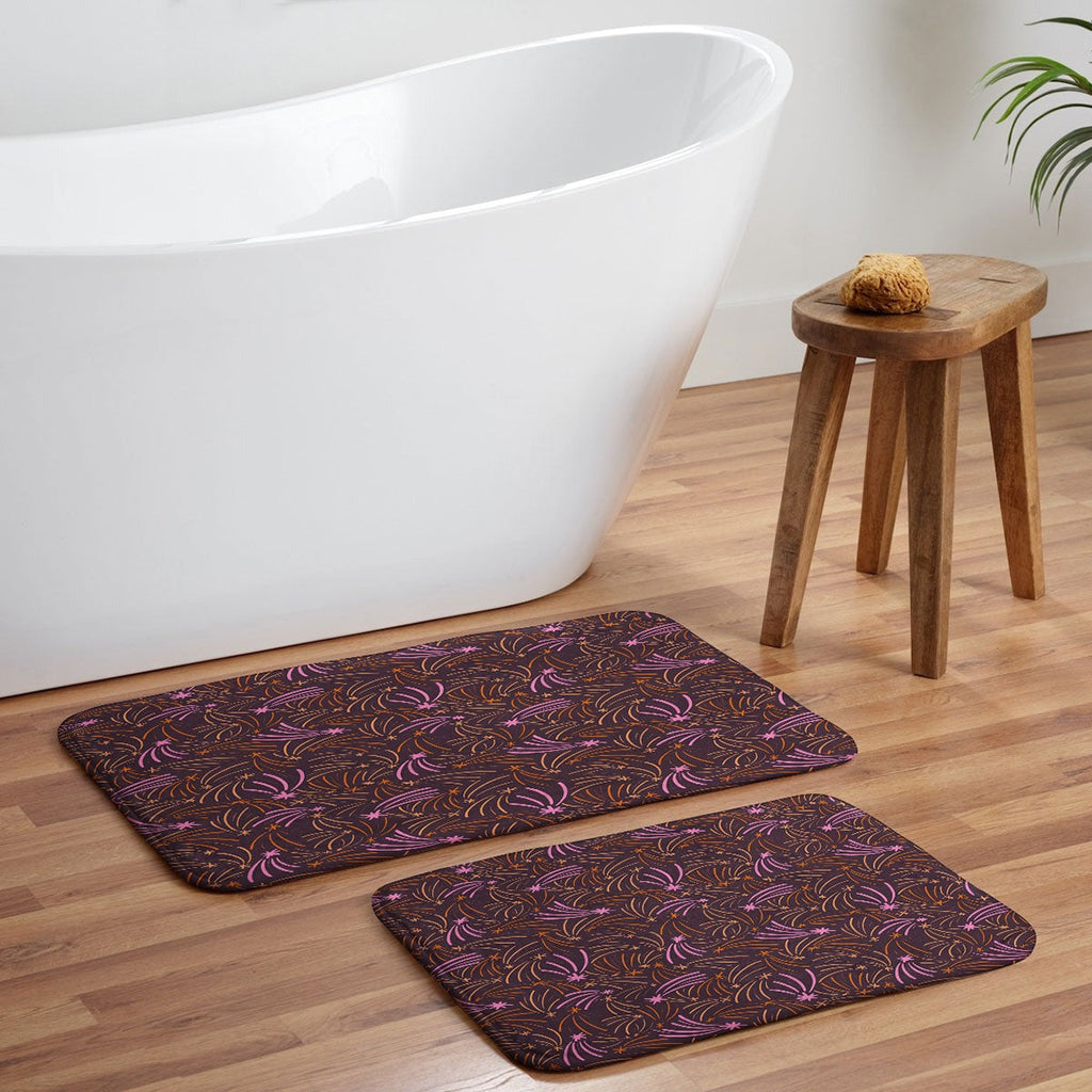 Little Om Pattern Shooting Stars plum Memory Foam Bath Mat