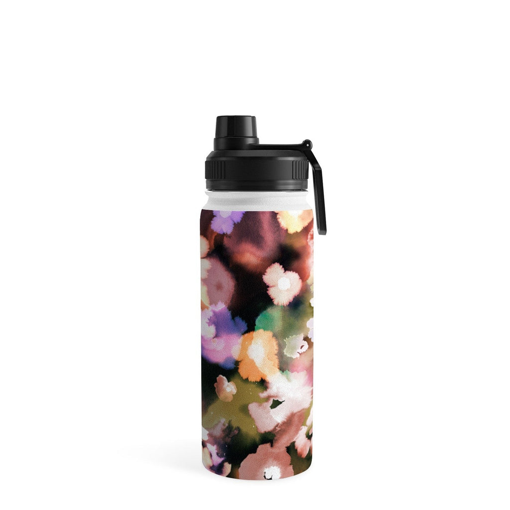 Ninola Design Botanic Retreat Ombre Abstract Watercolor Flowers Pink gold Water Bottle