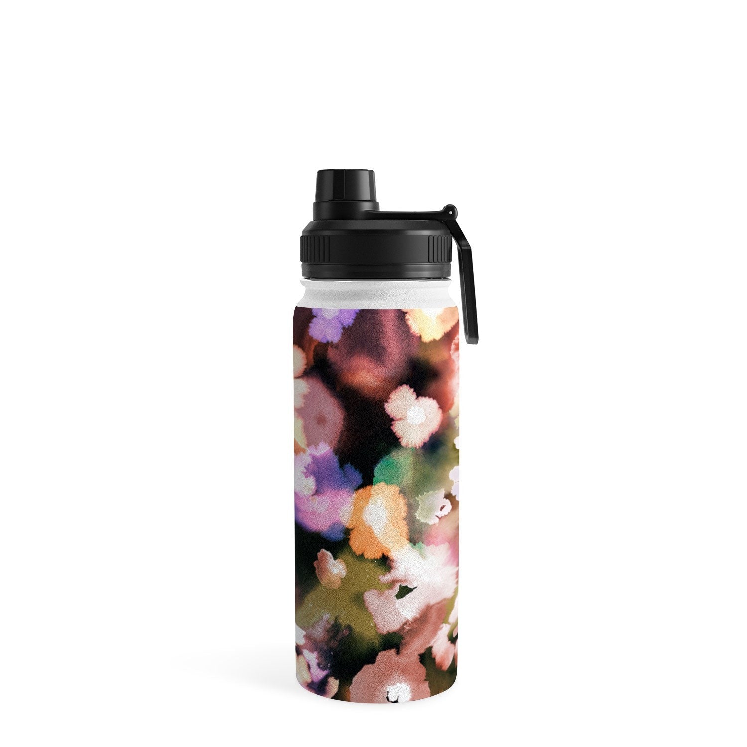 Ninola Design Botanic Retreat Ombre Abstract Watercolor Flowers Pink gold Water Bottle